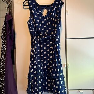 Blue and White Ruffled Tie Front Sundress